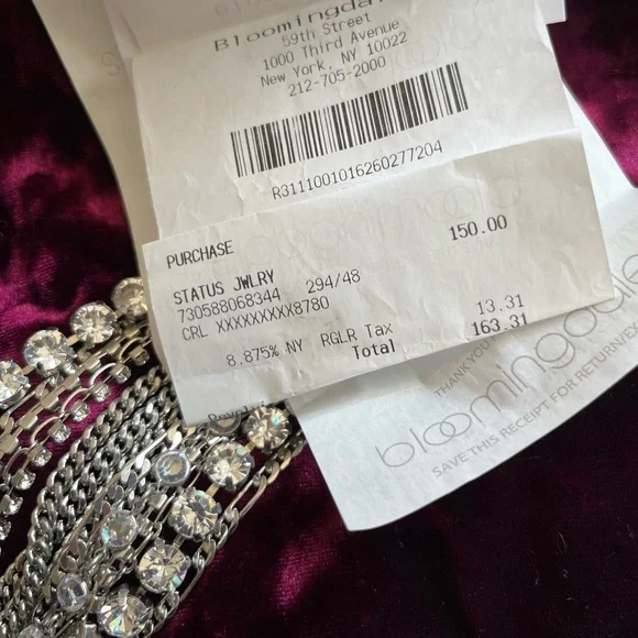 bracelet NWT ABS Allen Schwartz bling sparkle rhinestones multi chains - Picture 4 of 16